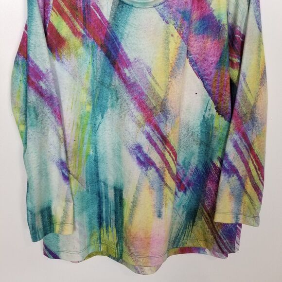 Soft Surroundings Women Dale Tunic Top Sz XL Artsy Multicolor Long Sleeve Boho - Picture 3 of 8